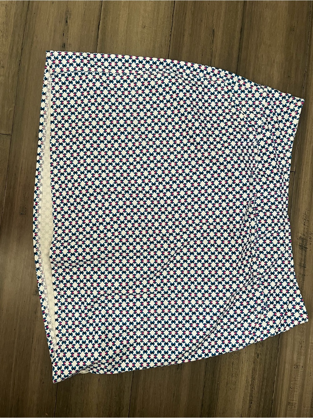 Women's Athletic Skort in White with Blue & Pink Floral Pattern